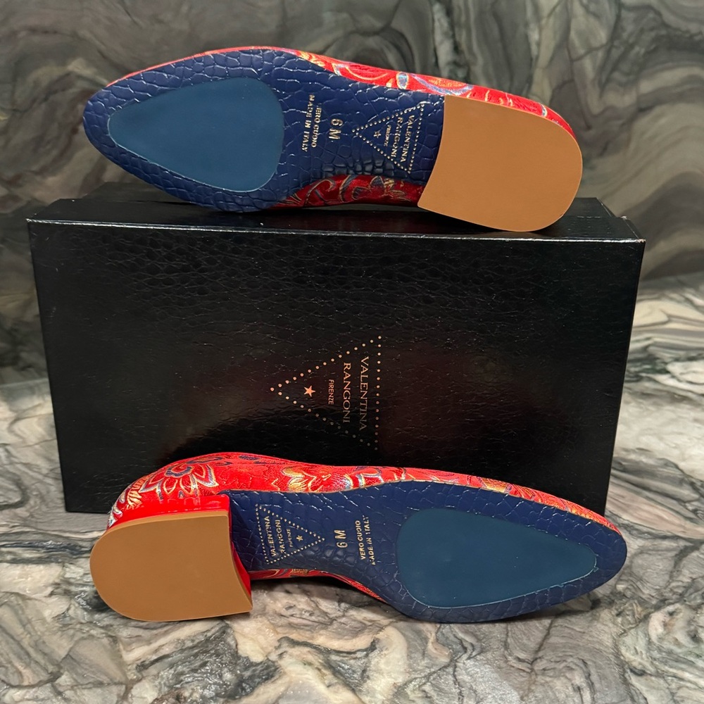 Valentina Rangoni NIB Embroidered LUXE Satin Slippers Amalfi Loafers 6B Flats - Picture 5 of 11